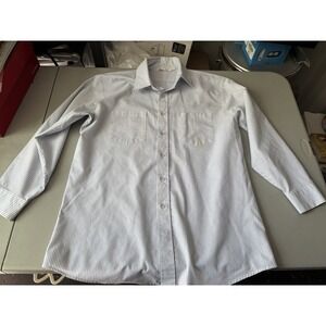 Mens Unitog Blue White Pinstripe LS Button Up Work Shirt Tag 16 16.5 Vintage